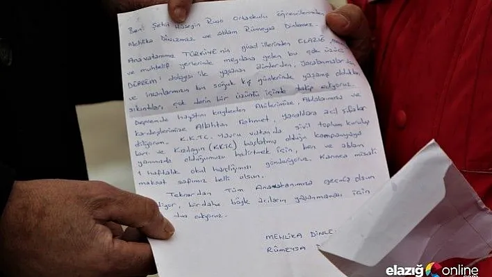 Deprem bölgesine 'Yavru Vatan'dan duygulandıran mektup