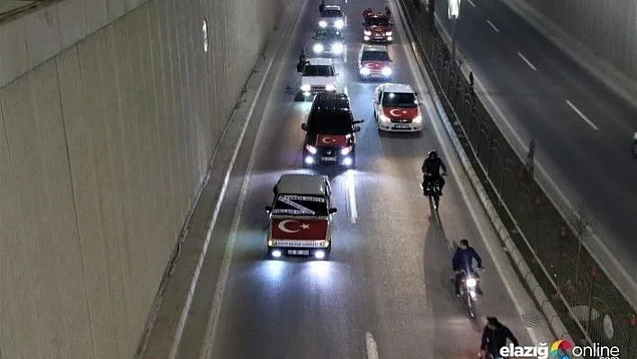 Elazığ'da 100 araçlık konvoyla Mehmetçiğe destek