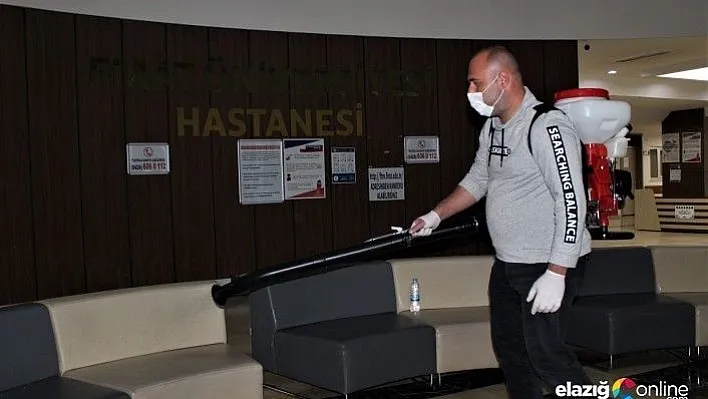 Korona virüsüne karşı Fırat Üniversitesi Hastanesi dezenfekte edildi