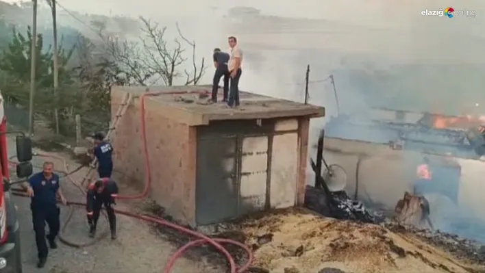 600 dönümlük alandaki anız yangınında 1 ev kül oldu