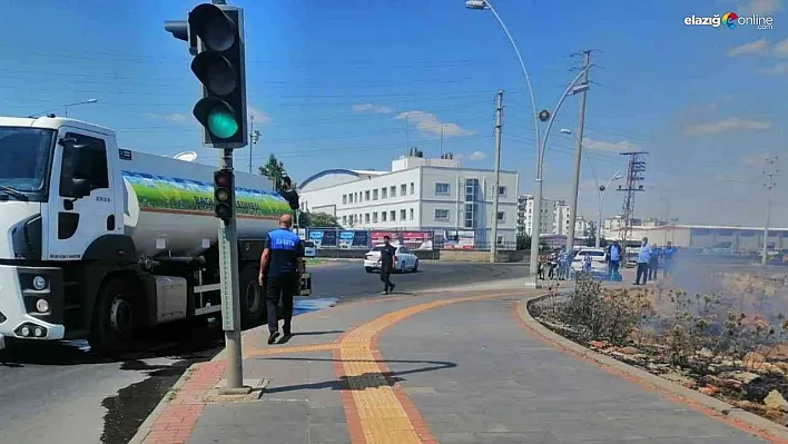 Bağlar Belediyesi ekiplerinden anız yangınına müdahale