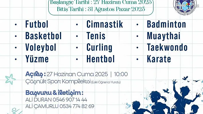 Battalgazi'de yaz spor okulları başlıyor