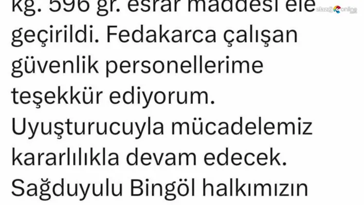 Bingöl'de 23 kilogram uyuşturucu ele geçirildi