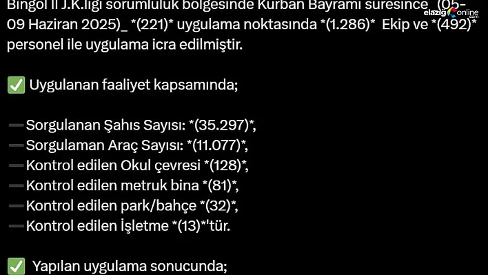 Bingöl'de aranan 390 şüpheli yakalandı