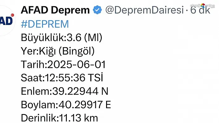 Bingöl'de bir deprem daha