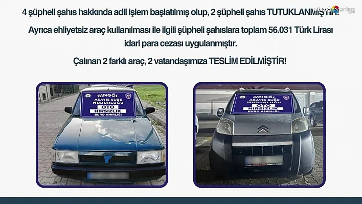 Bingöl'de oto hırsızlığı yapan 6 şüpheli yakalandı