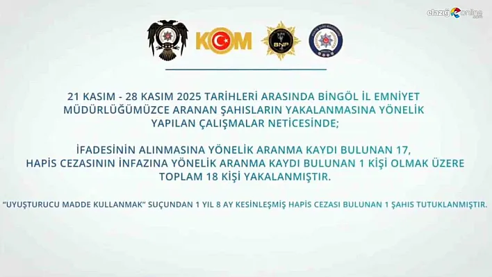 Bingöl'de suçlulara göz açtırılmıyor