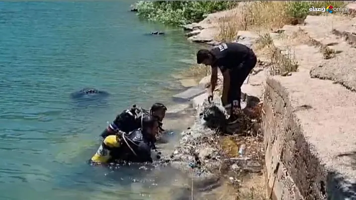 Dicle Baraj Gölü'nün altında temizlik çalışması yapıldı