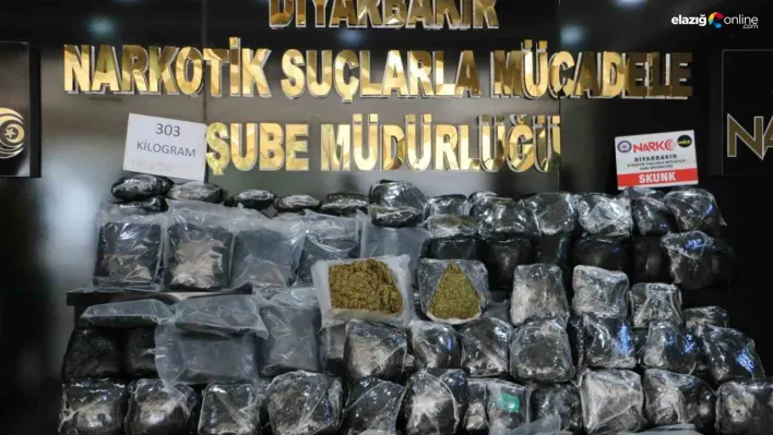 Diyarbakır'da 303 kilo skunk ele geçirildi