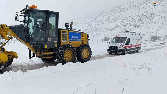 Diyarbakır'da kardan kapanan yollar açıldı, 2 hasta kurtarıldı