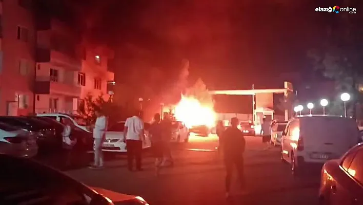 Diyarbakır'da park halindeki araç alev topuna döndü