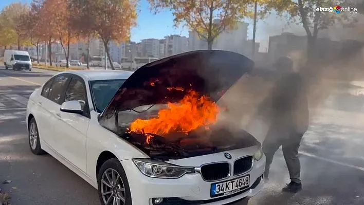 Diyarbakır'da seyir halindeki otomobilin motoru alevlere teslim oldu