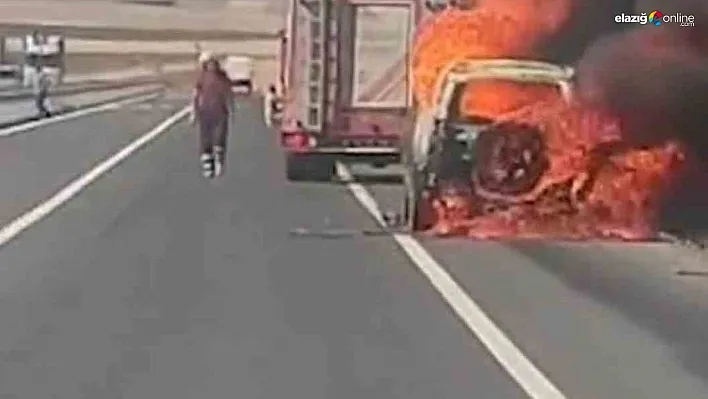 Diyarbakır'da seyir halindeyken alev alan cip küle döndü
