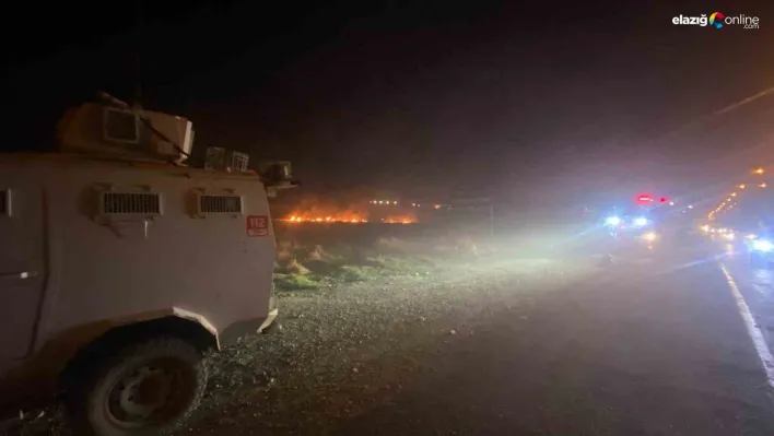 Diyarbakır'da yol kenarındaki anız yangını sürücülere zor anlar yaşattı