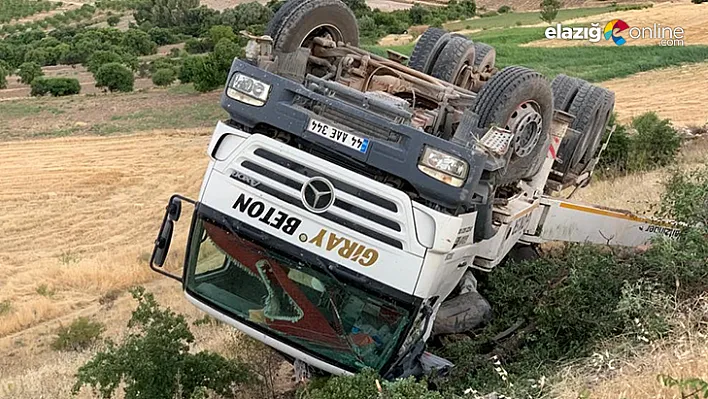 Elazığ'da beton mikseri devrildi: 1 yaralı