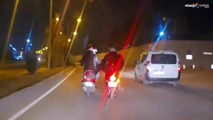 Elazığ'da Olay Yaratan Görüntüler! Motosiklet Sürücüsü Trafikte Şoke Etti!