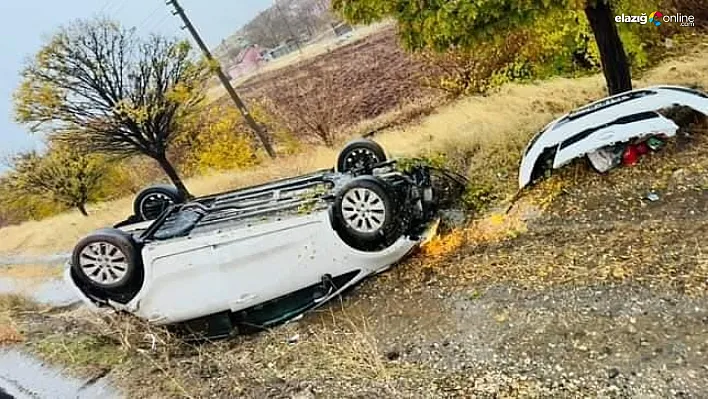 Elazığ'da Yürekleri Ağızlara Getiren Kaza: Takla Atan Araçta 2 Yaralı!