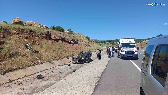 Elazığ-Bingöl karayolunda araç ters döndü!