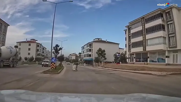 Fırtına Nedeniyle Elazığ'da Ağaç Dalları Kırıldı, Çöp Konteyneri Yolda Sürüklendi!