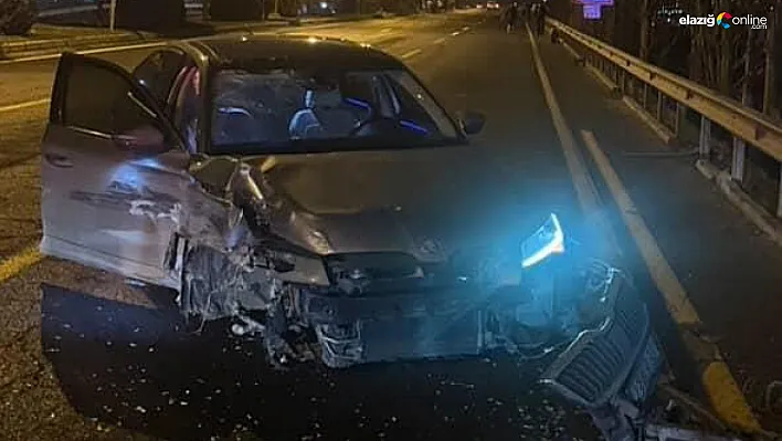 Yolda savrulan otomobil bariyerlere çarparak durdurulabildi