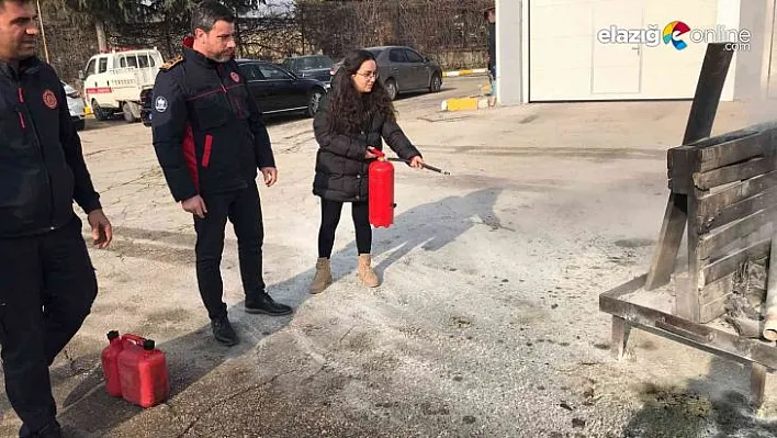 Elazığ Belediyesinden öğrencilere yangın eğitimi ve tatbikatı