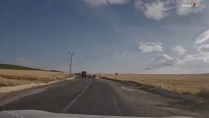 Araç Kamerasına Yansıyan Dehşet! Elazığ'da Hatalı Sollama Yürekleri Ağza Getirdi!