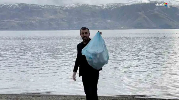 Elazığlı emlak uzmanından çevre duyarlılığı: Çöpleri tek tek topladı!