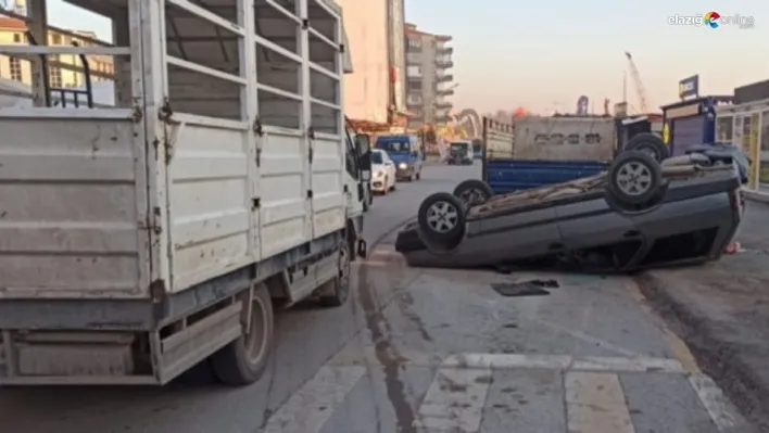 Kamyonete çarparak ters dönen aracını bırakıp kaçtı