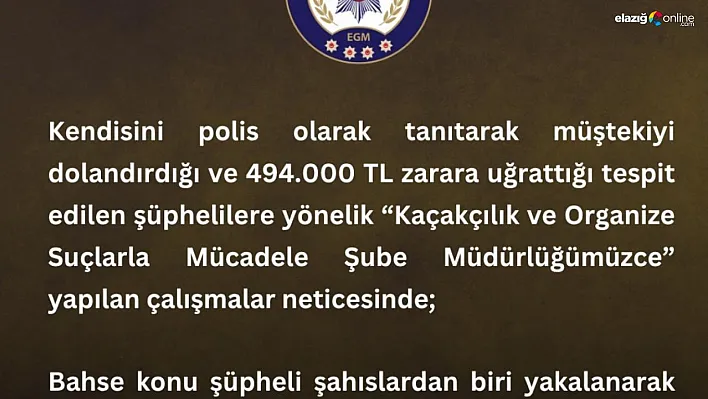Kendini polis olarak tanıtan dolandırıcı tutuklandı