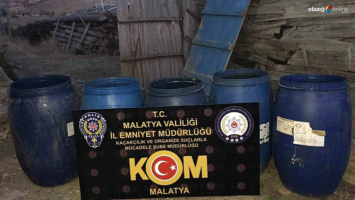 Malatya'da 4 bin 696 litre sahte alkol ele geçirildi