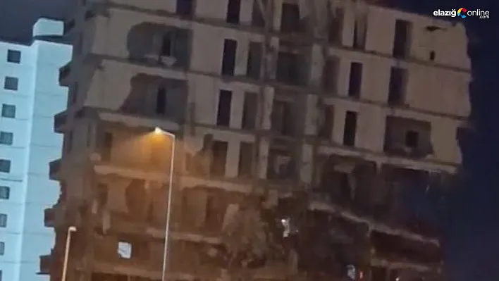Malatya'da ağır hasarlı 7 katlı bina saniyeler içerisinde yerle bir oldu