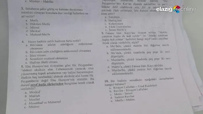 Malatya'da etrafa saçılan sınav kağıtları heyecanlandırdı