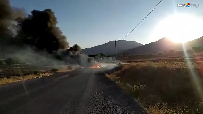 Aracı alev topuna dönen şoförü, vatandaşlar teselli etti