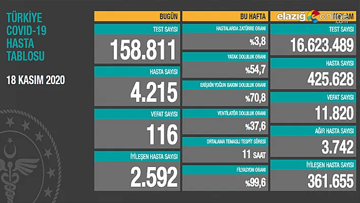 Son 24 saatte korona virüsten 116 kişi hayatını kaybetti