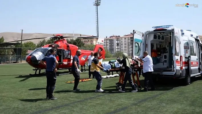 Traktörden düşen şahıs ambulans helikopterle hastaneye sevk edildi