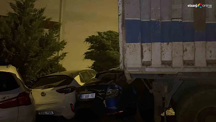 Tunceli'de park halinde freni patlayan kamyon, 5 araca zarar verdi
