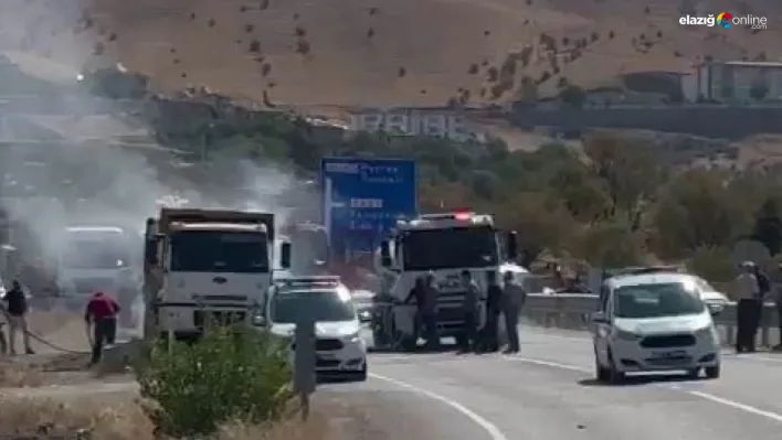 Tunceli'de seyir halindeki kamyon alev aldı