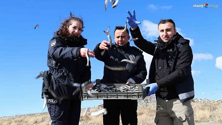 Dev dalgalara aldırmadılar: Sivrice İlçe Emniyetinden 'Tavşan Adası’na vefa seferi