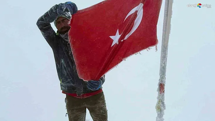 Elazığlı Dağcı Aksakal’dan Anlamlı Tırmanış: Cumhuriyet Coşkusu Erciyes Zirvesinde!