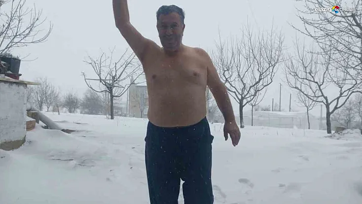 Termometreler sıfırın altında, o üstsüz karın altında!