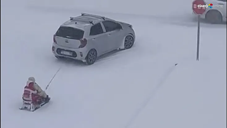 Eğlence az kalsın facia getiriyordu: Elazığ’da kar üstünde tehlikeli oyun