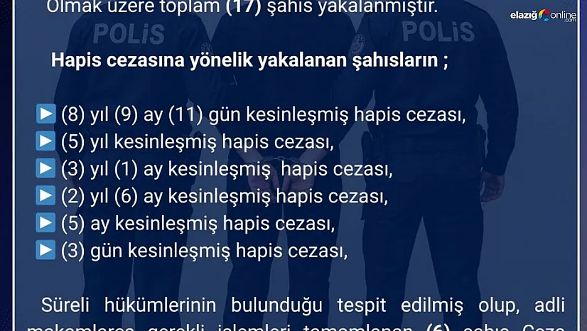 Bingöl'de aranan 17 şahıs yakalandı