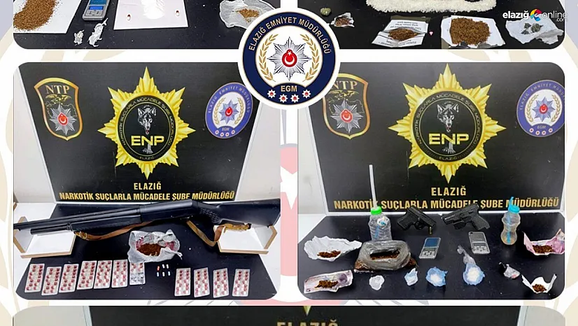Elazığ'da uyuşturucu ve ruhsatsız silah operasyonu: 17 tutuklama