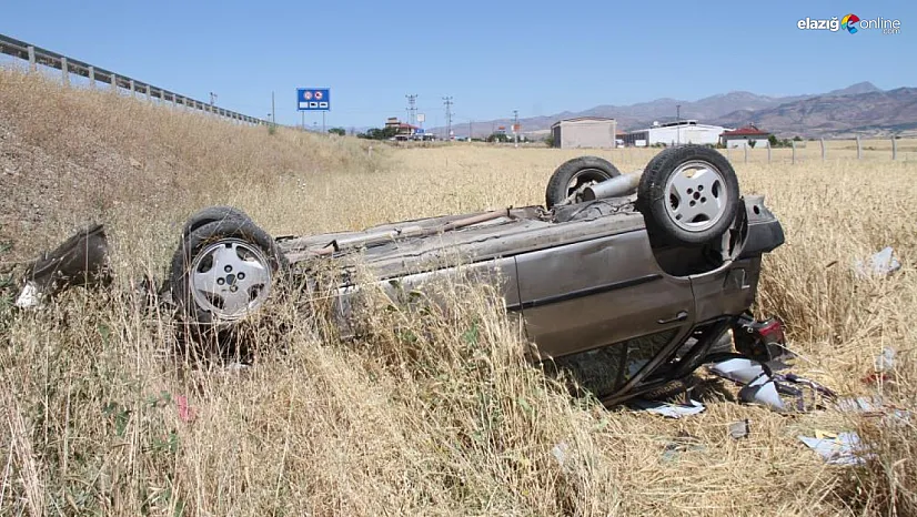 Elazığ'da otomobil şarampole uçup ters döndü: 6 yaralı