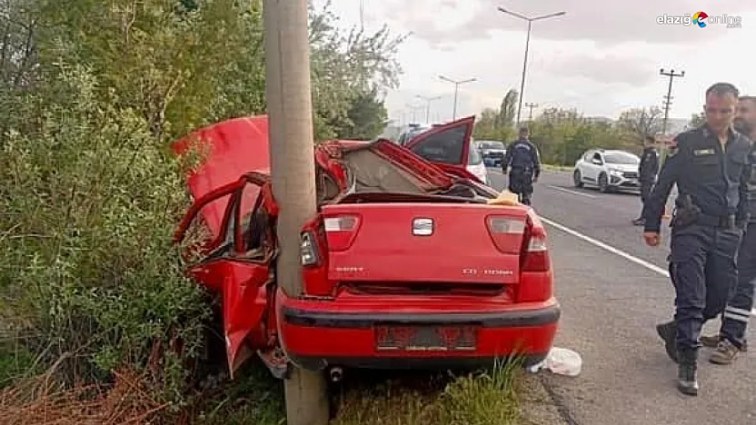 Elazığ'da Trafik Kazası: Kontrolden Çıkan Araç Elektrik Direğine Çarptı!