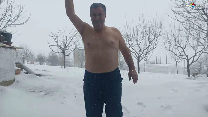 Termometreler sıfırın altında, o üstsüz karın altında!