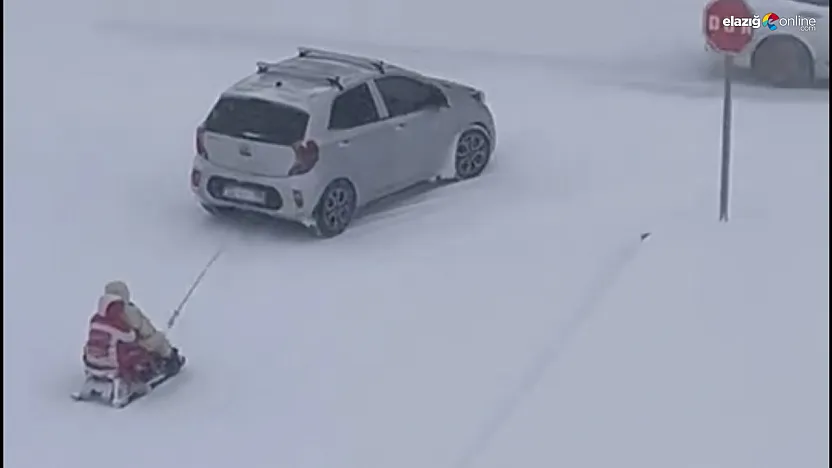 Eğlence az kalsın facia getiriyordu: Elazığ'da kar üstünde tehlikeli oyun
