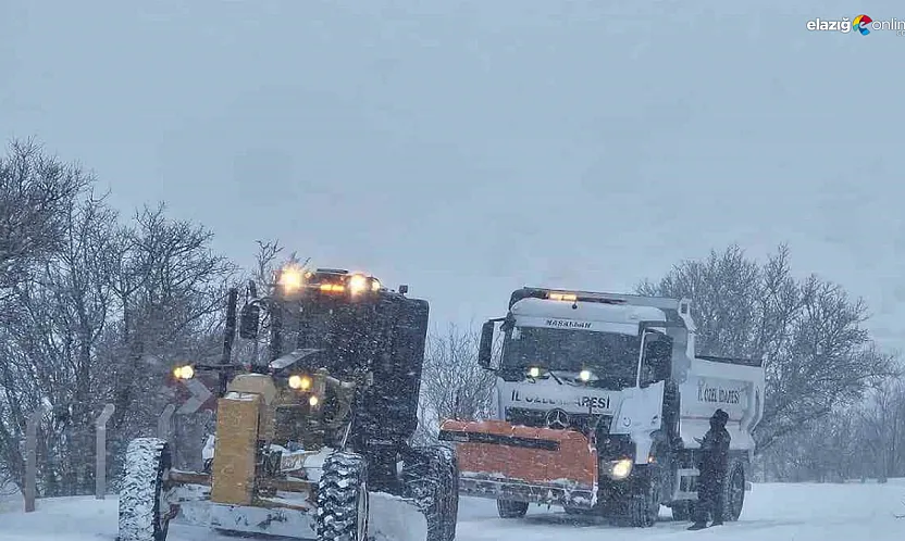 Elazığ'da kar mesaisi sürüyor: Ekipler 510 köy yolu için sahada