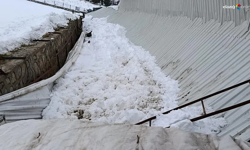 Elazığ'da kar yükü felaket getirdi: Ahır çöktü, üreticinin geçim kaynağı telef oldu
