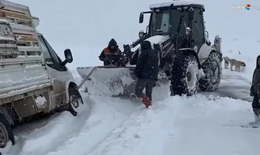 Kovancılar'da kar geçit vermedi: Sürücünün imdadına ekipler yetişti